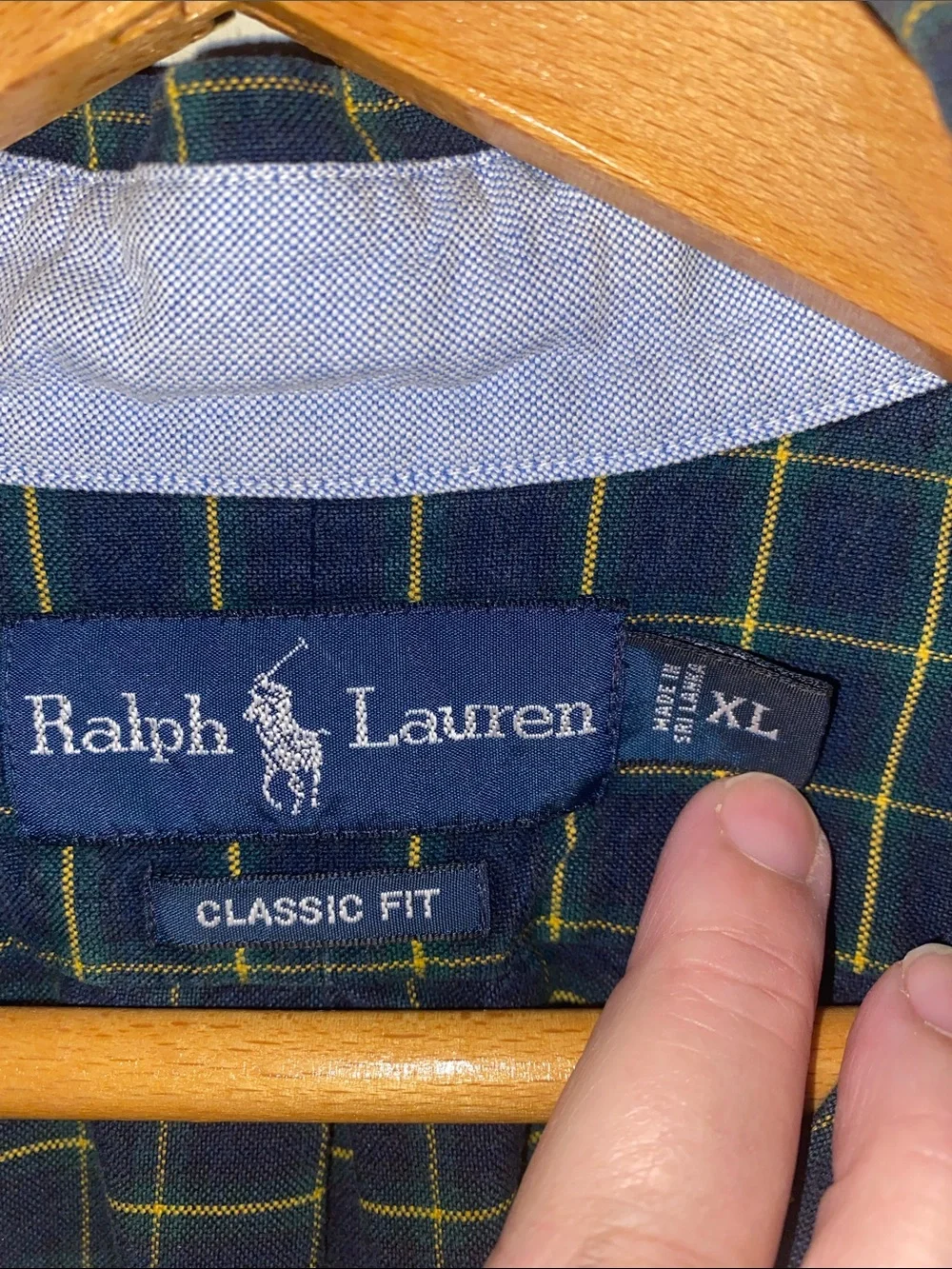 Polo by Ralph Lauren Navy Shirt with Yellow Windowpane Check